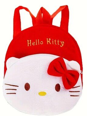 Hello Kitty Plush Backpack – Soft Embroidered Character Bag Adjustable Straps